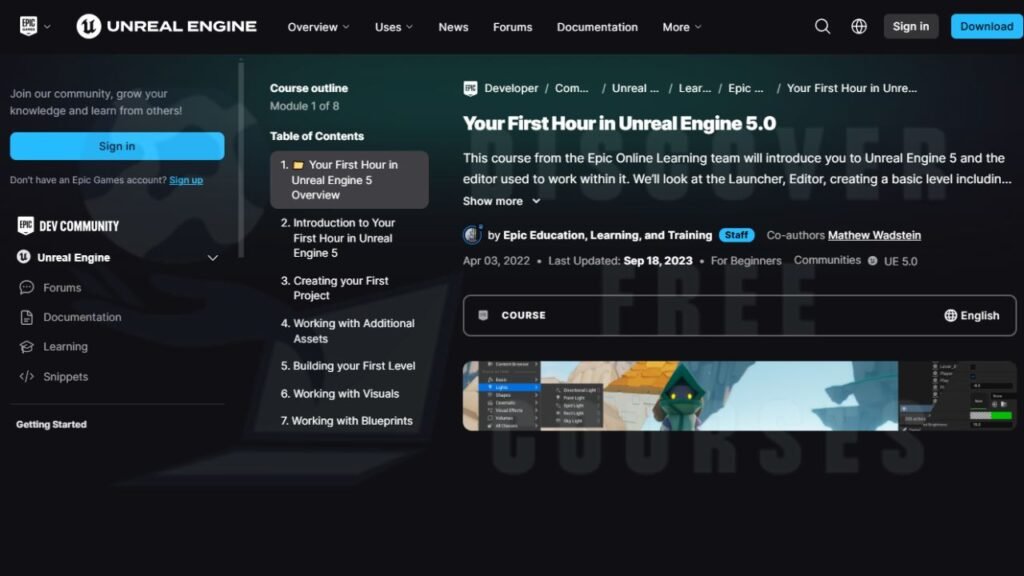 Free Unreal Engine Courses