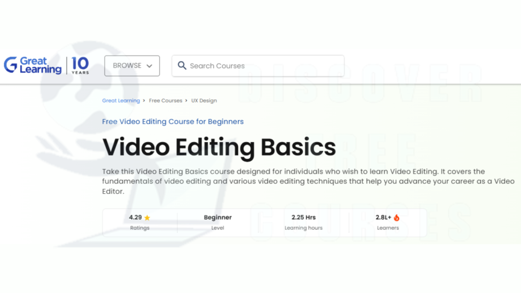 Video Editing Free Courses