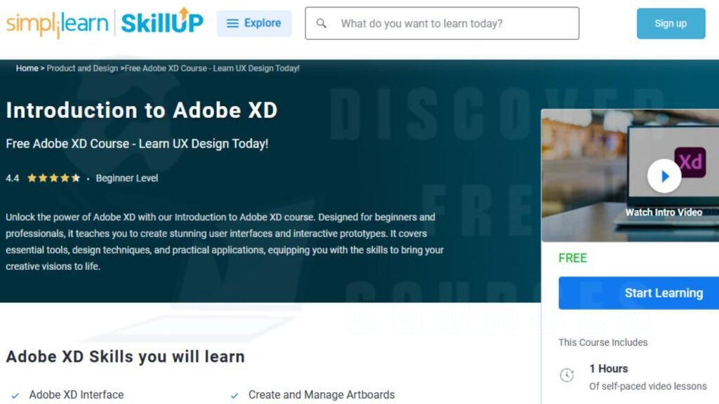 free Adobe XD courses