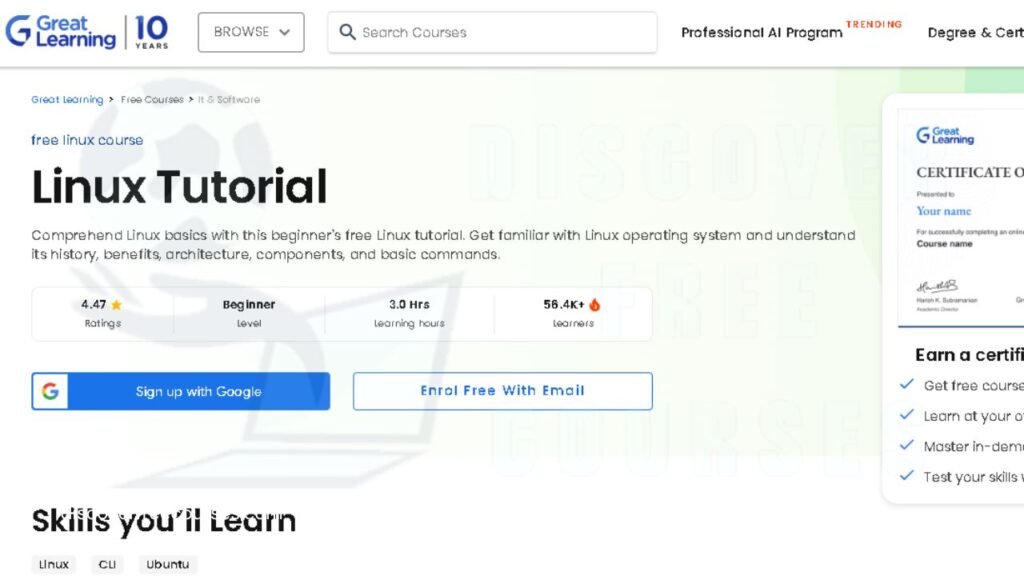 free linux courses