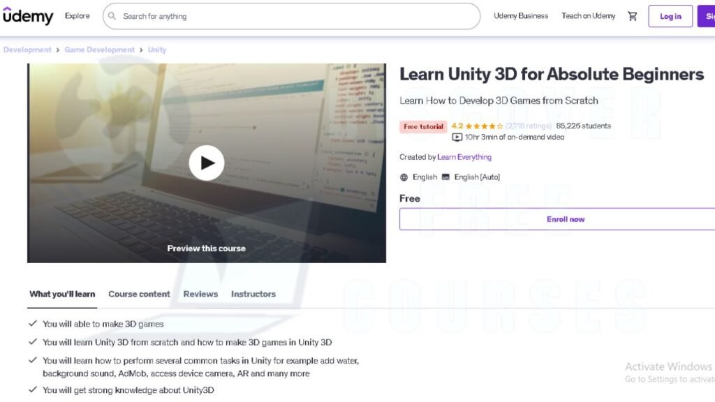 Free 3D Game Development Courses